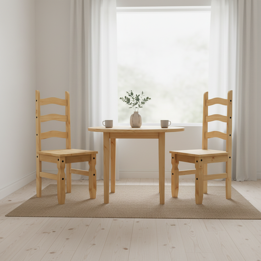 2 natural wood chairs