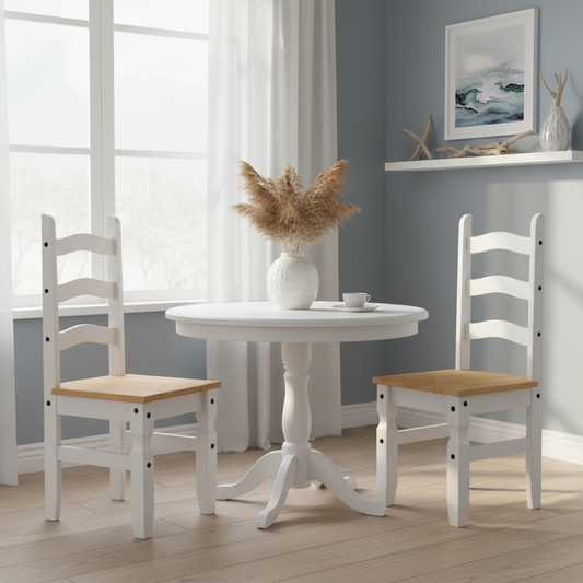 2 white chairs coastal