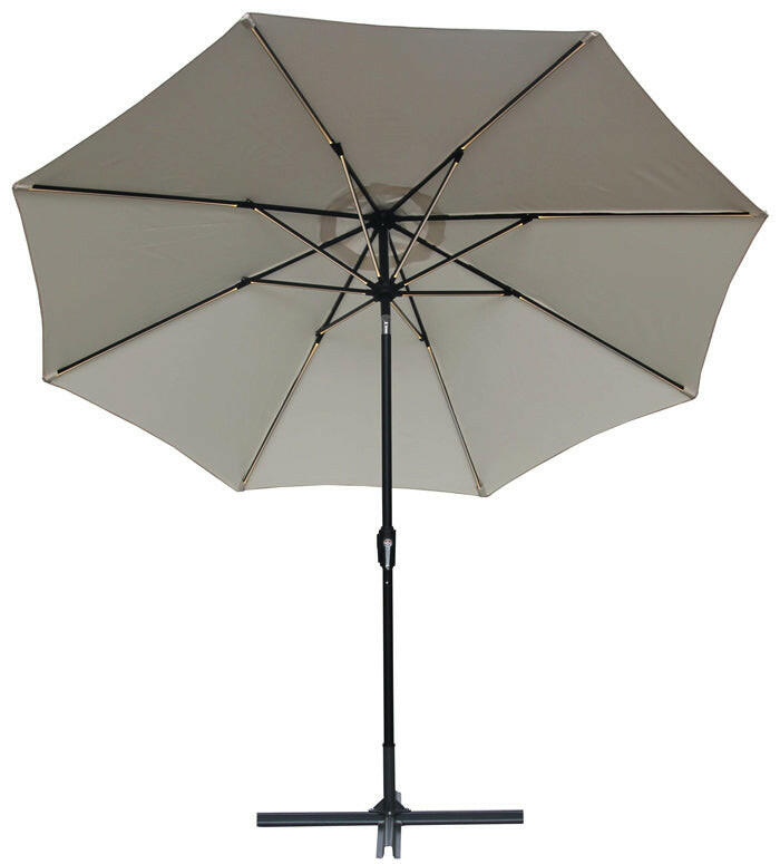Parasol avec éclairage LED Ø3m blanc cassé