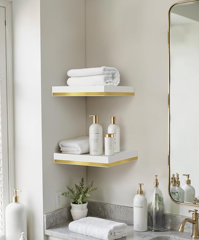 Kairo – Set van 2 Zwarte Zwevende Wandplanken met Gouden Detail — afbeelding 5 van 5
