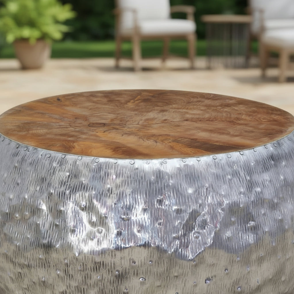 Salontafel 60X60X30 Cm Aluminium Teakhout