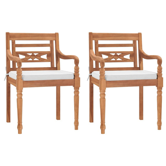 Stoelen Batavia Met Kussens Massief Teakhout