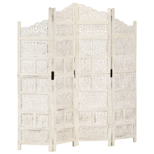 Kamerscherm 4 Panelen Handgesneden 160X165 Cm Mangohout