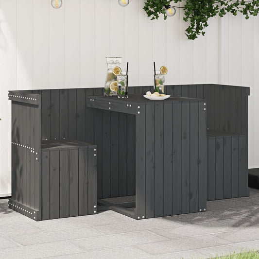 Balkonset 2-Zits Massief Grenenhout Grijs