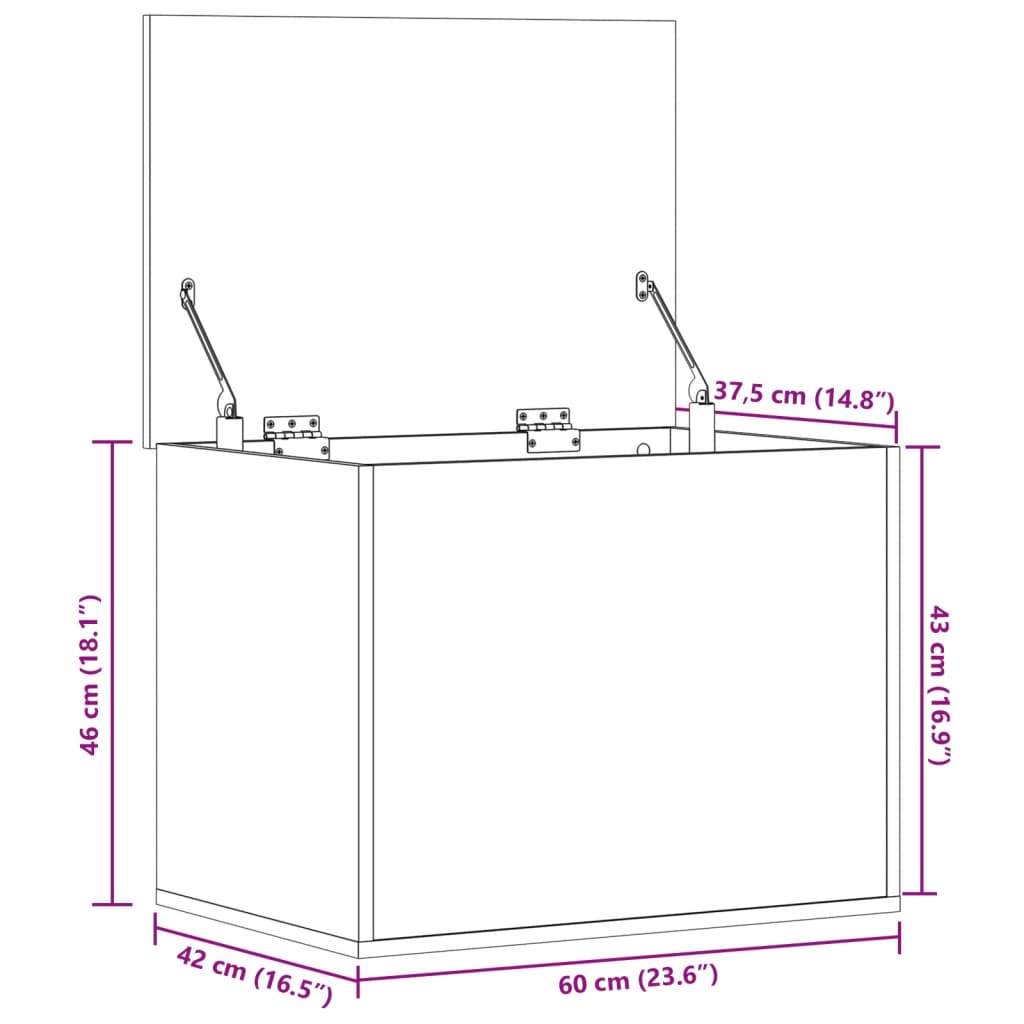 Opbergbox 60X42X46 Cm Bewerkt Hout Zwart