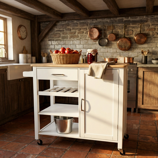 LuminaPrep XXL – desserte de cuisine compacte avec plan de travail effet chêne 105,5 cm