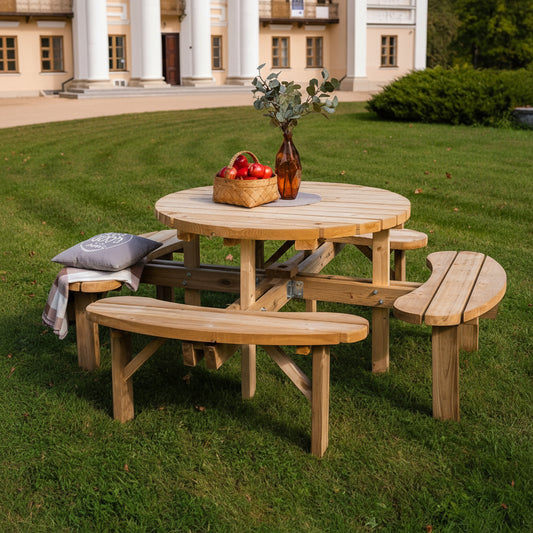 Table de pique-nique ronde xxl royal KING ® (195 x 195 cm) (épaisseur de planche 45mm)