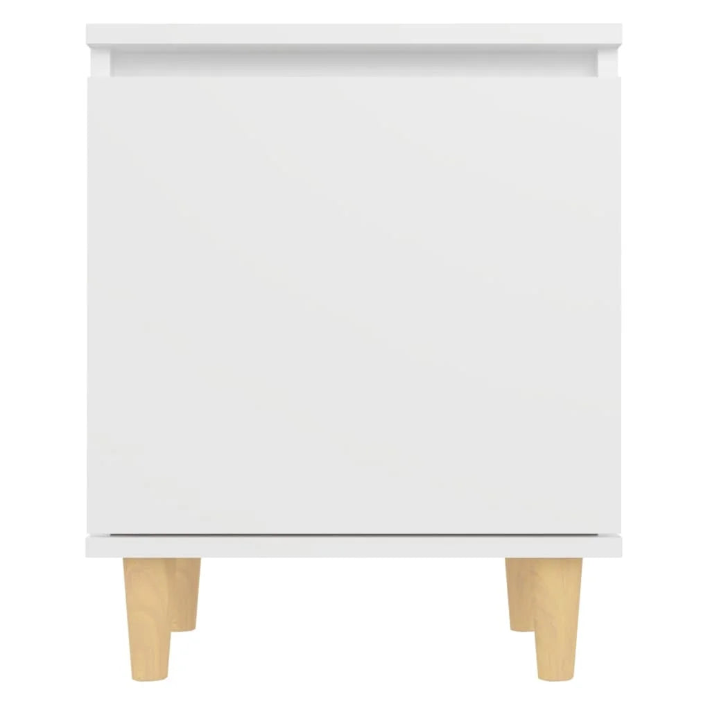 Table de chevet de style scandinave en blanc, 40x30x50 cm - Bois massif avec espace de rangement