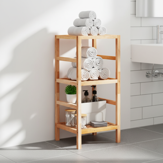 Badkamerrek natuurlijk hout Scandinavisch