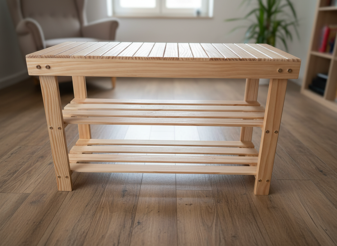 Bamboo Shoe Rack Bench – 3 Tiers, Durable & Multifunctional (70 × 27.9 × 45 cm)