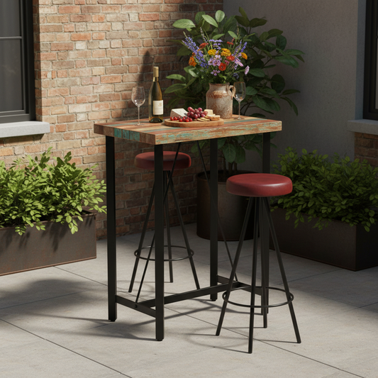 Bartafelset met gerecycled hout - gestyled op patio