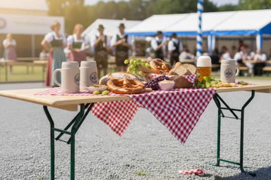 Biertafel op volksfeest - horizontaal