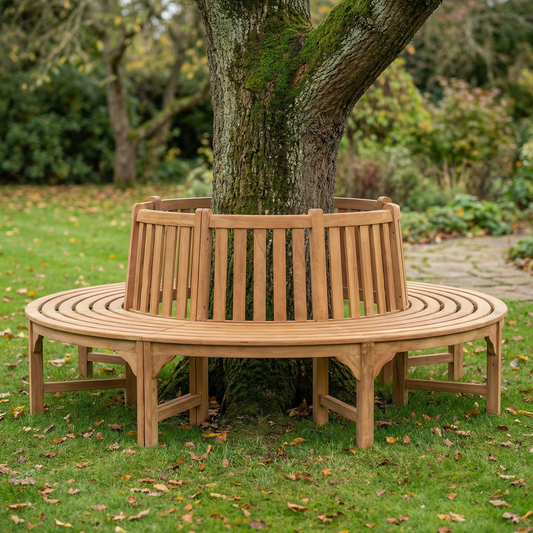 Teak Ronde Boombank 220 cm | 4 voorgemonteerde delen | 500 euro korting in Februari