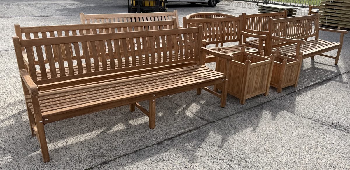 Teak tuinbank Dordogne 120 cm – gemonteerd toonmodel (tweede keuze)