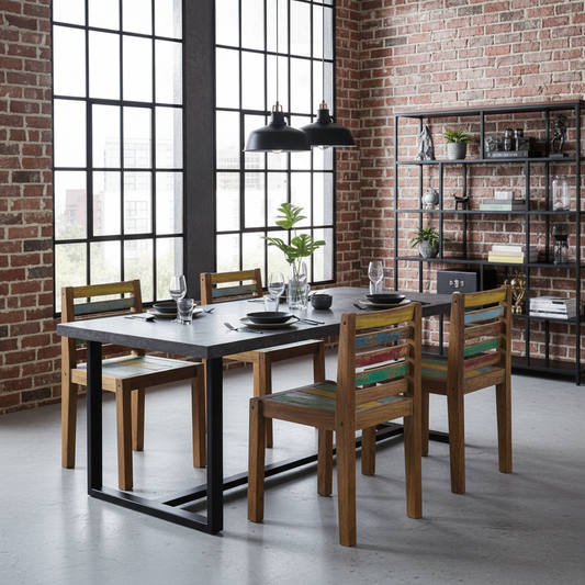 Industriële setting 4 stoelen