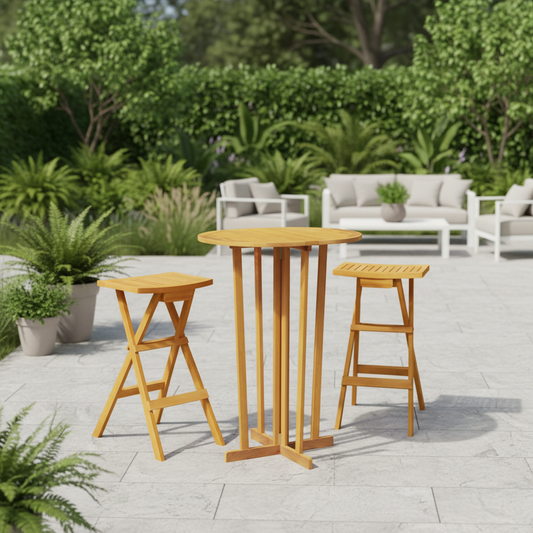 Inklapbare bartafelset in ruime tuin