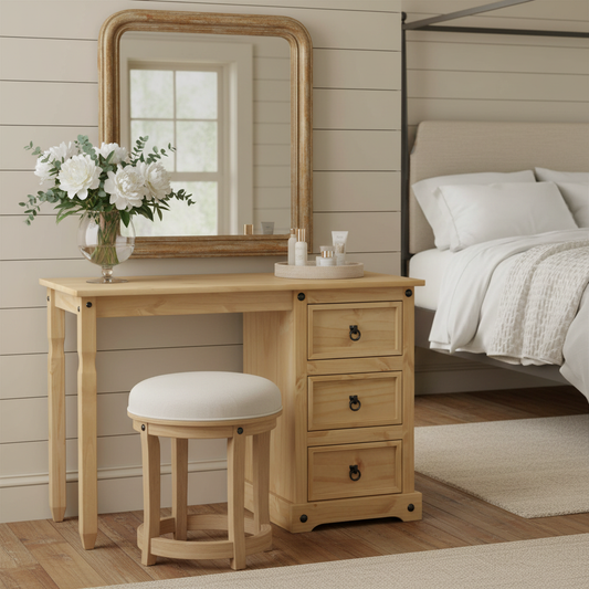 Kaptafel in farmhouse slaapkamer