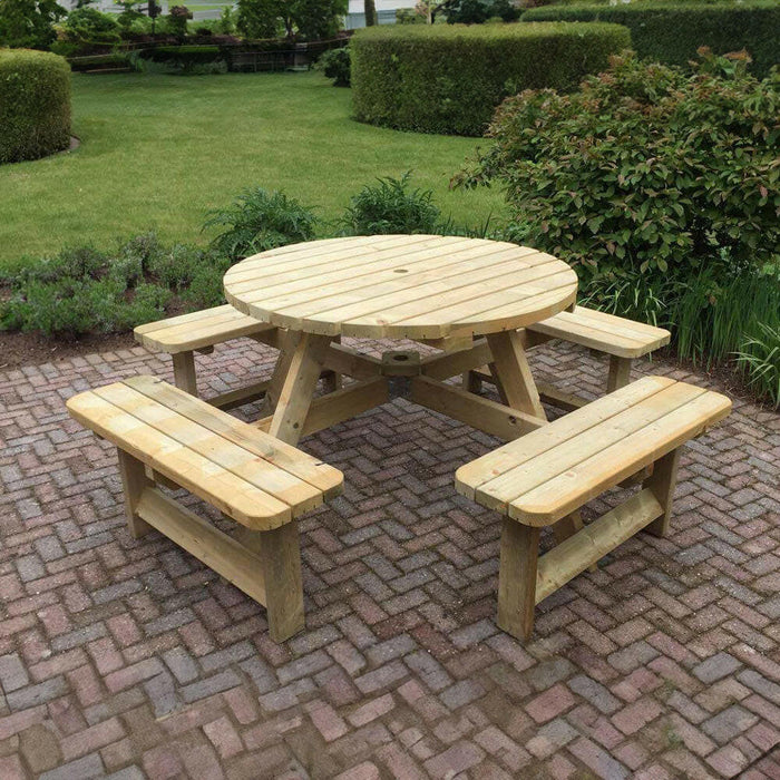 Duurzame ronde picknicktafel voor buitenplezier
