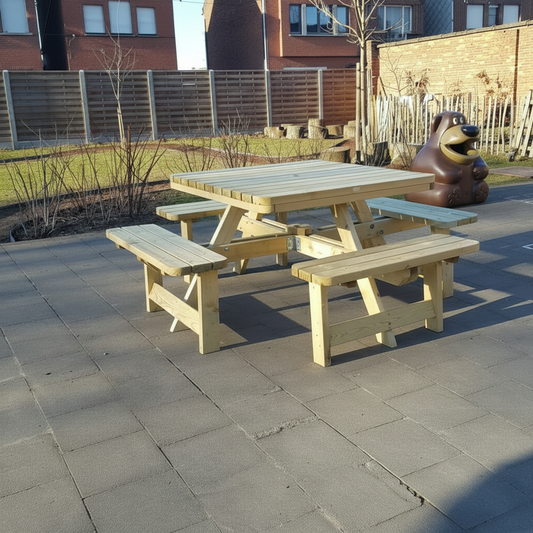 Table de pique-nique carrée XXL KING® - épaisseur 4 cm (200 x 200 cm)