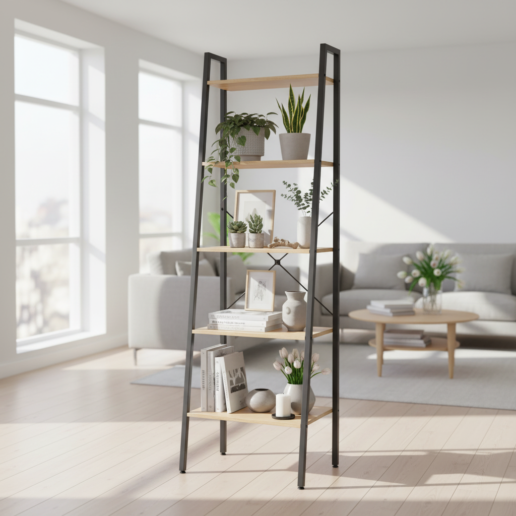 Lichtbruine ladder-boekenkast 174cm