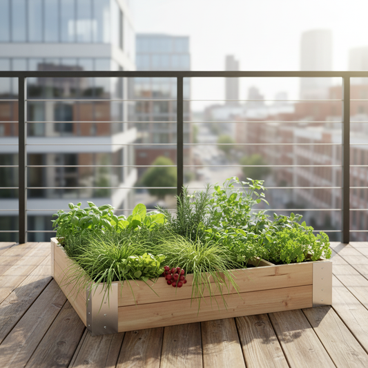 Minimoestuin op urban balkon
