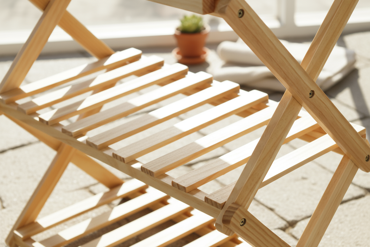 Foldable Wooden Rack – 3 Tiers (31 × 21 × 47.2 cm)