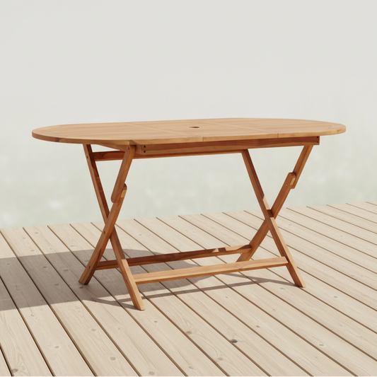 Ovale tuintafel op terras helder