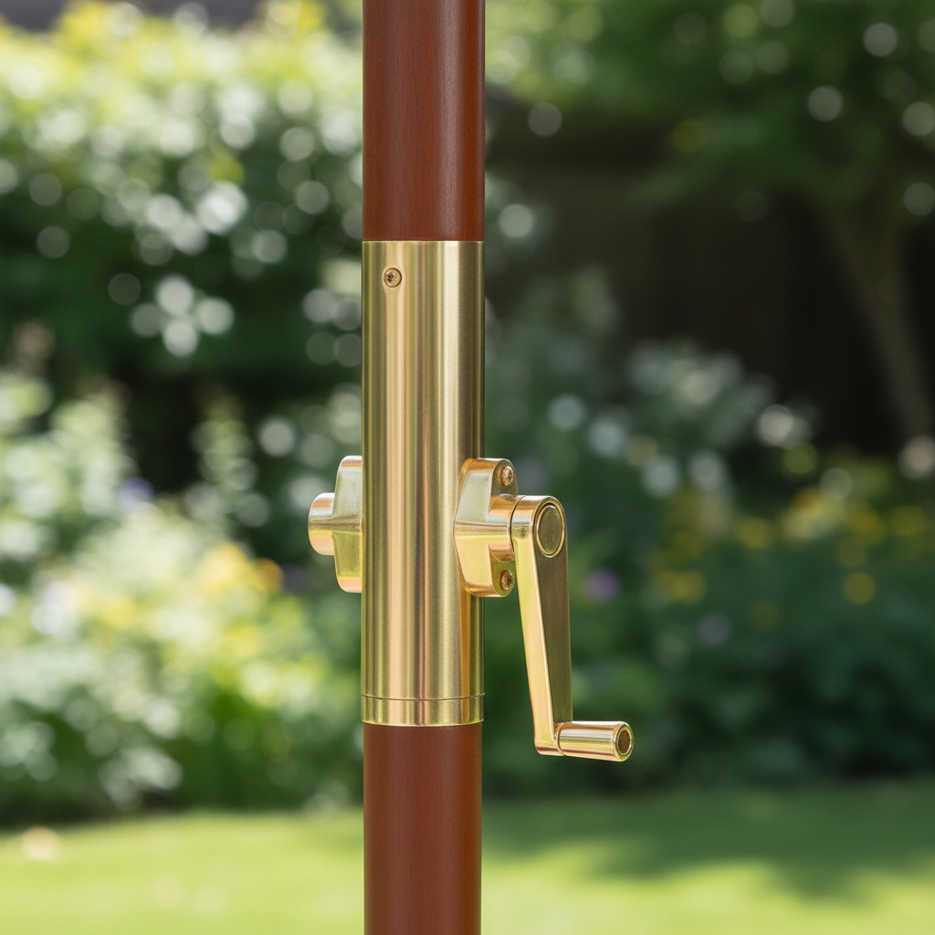 Parasol mechanisme detail in tuin