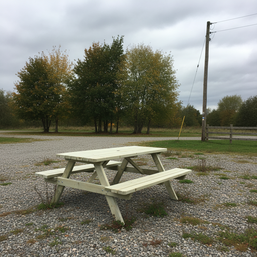 Picknicktafel op grind