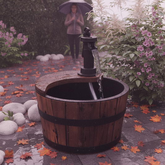 Regenachtige herfsttuin