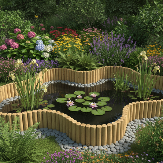 Rolborders rond vijver