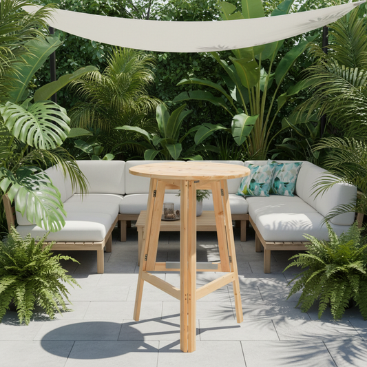 Ronde bartafel in ruime tuin