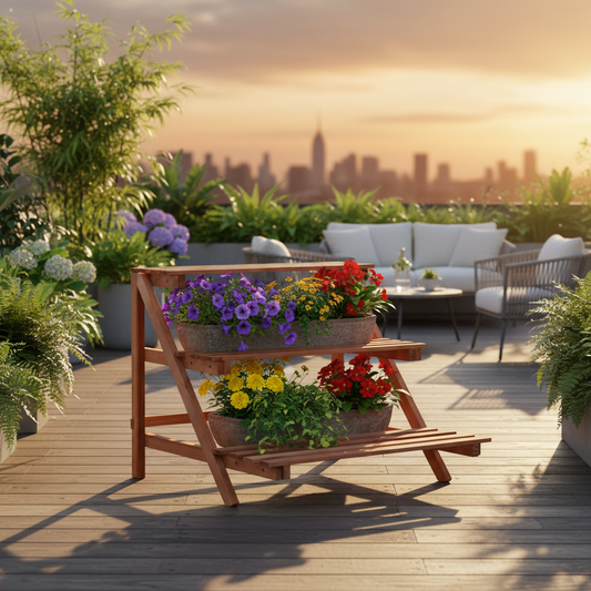 Stadstuin tijdens golden hour