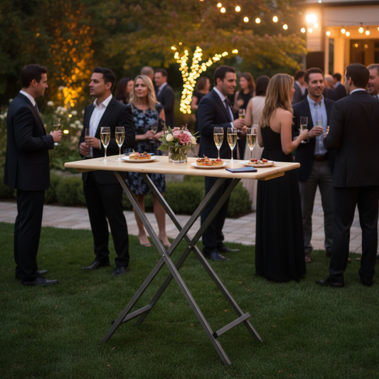 Opklapbare houten Statafel (120 cm x 80 cm) met metalen onderstel