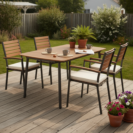 Tuintafel met koffie