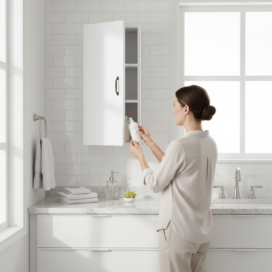 Witte hangkast in badkamer