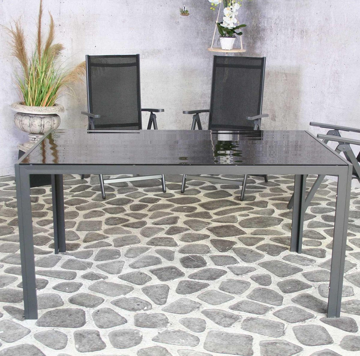 SOLDES - Table de jardin Palermo 150 cm - Noir