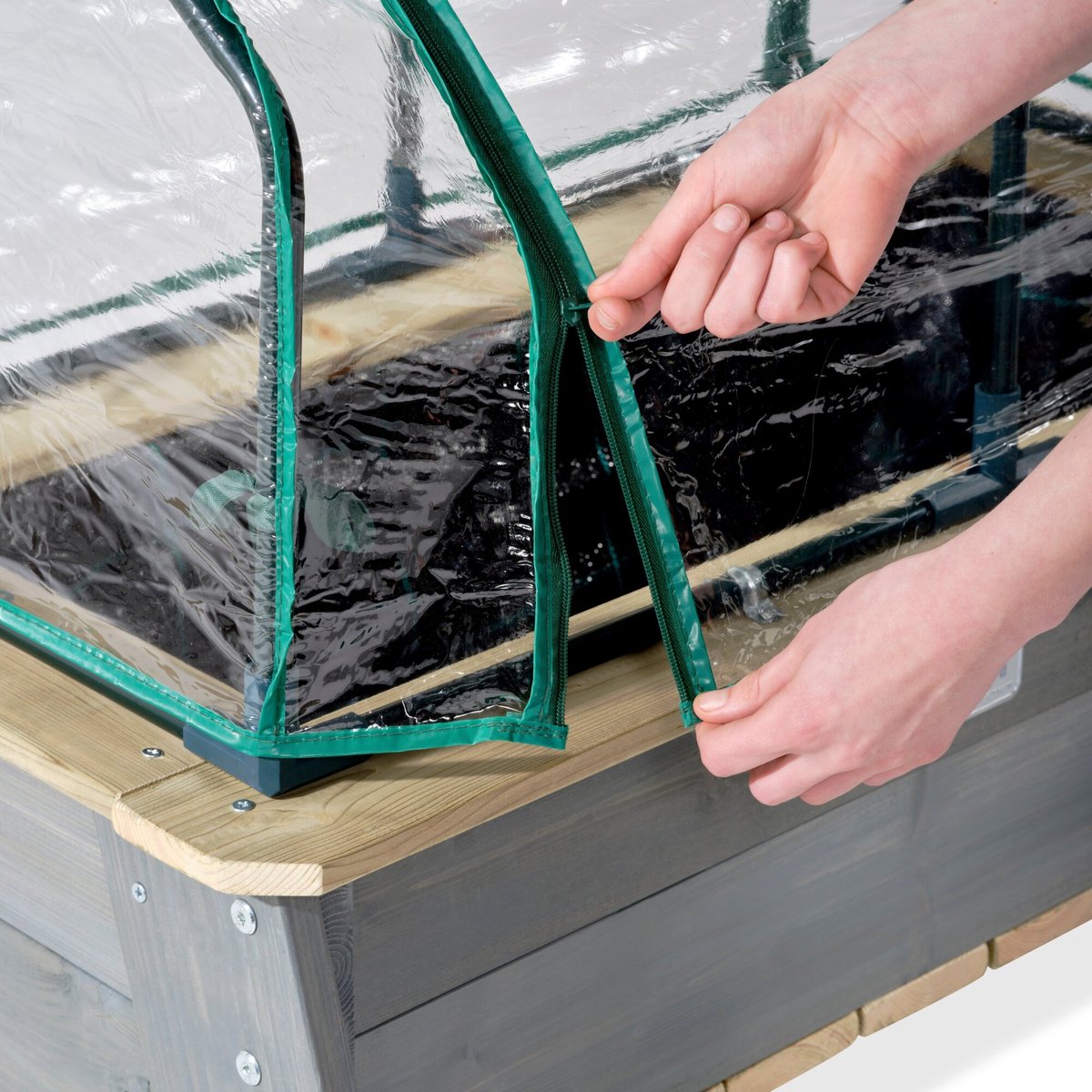 Table de culture Evi (L) avec serre et outils de jardin | Pineflow