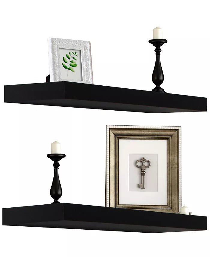 Orion – Set van 2 Zwarte Zwevende Wandplanken – Moderne MDF Wandschappen — afbeelding 2 van 3