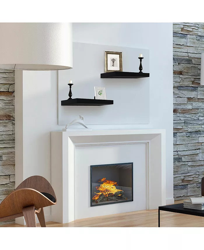 Orion – Set van 2 Zwarte Zwevende Wandplanken – Moderne MDF Wandschappen
