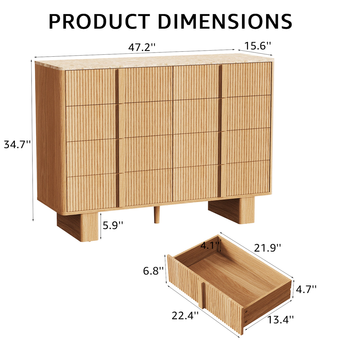CURVE XL 8-Drawer Dresser – 120 cm Wide