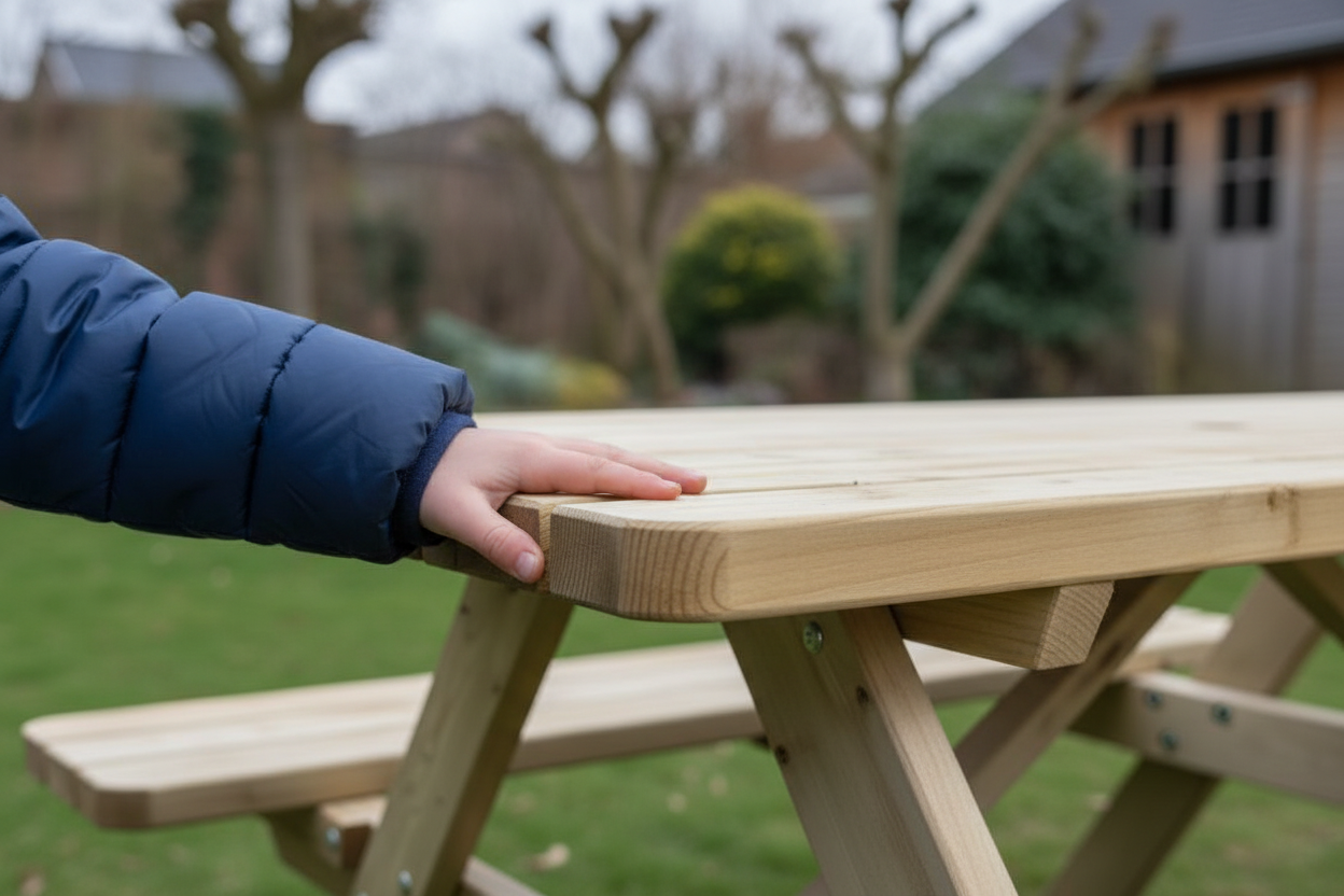 180 cm Picknicktafel KING close-up afgeronde rand