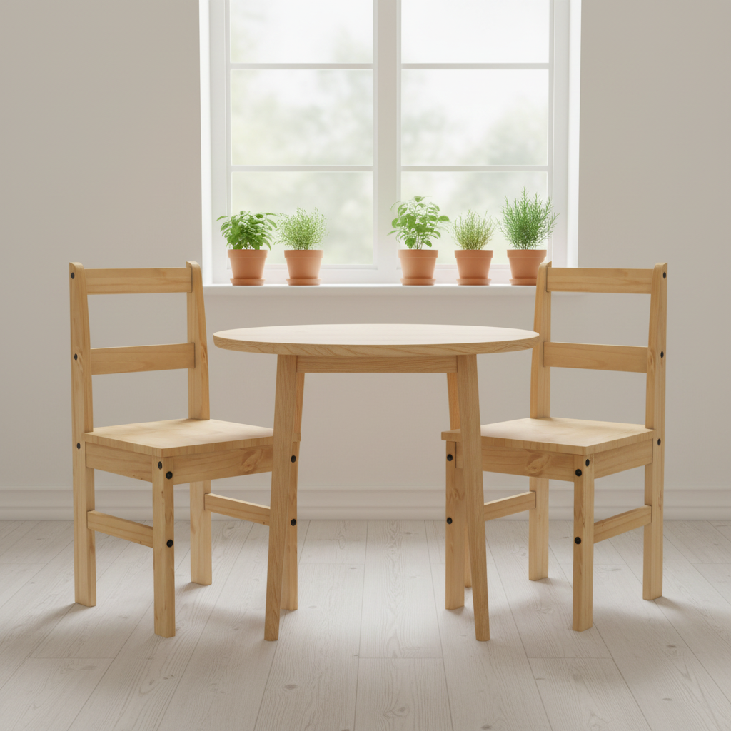 2 natural pine chairs