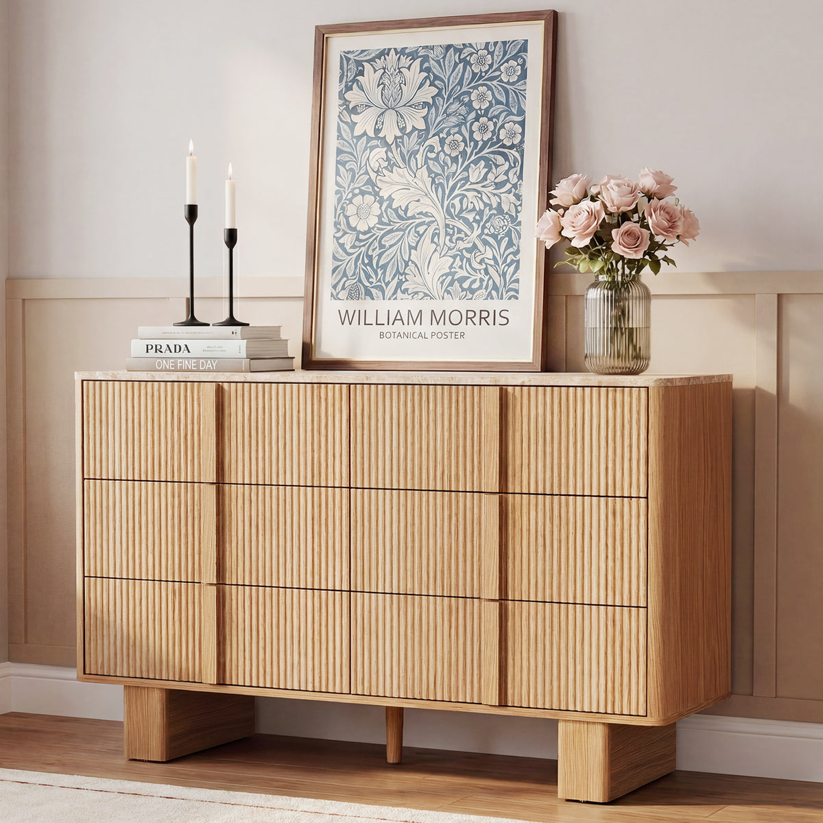 Ladekast CURVE met 6 laden – geribbeld design – 119 cm