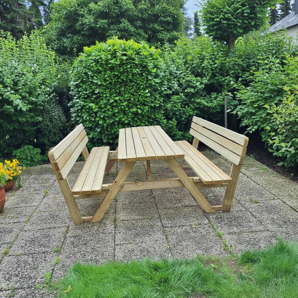 rugleuningen en picknicktafel