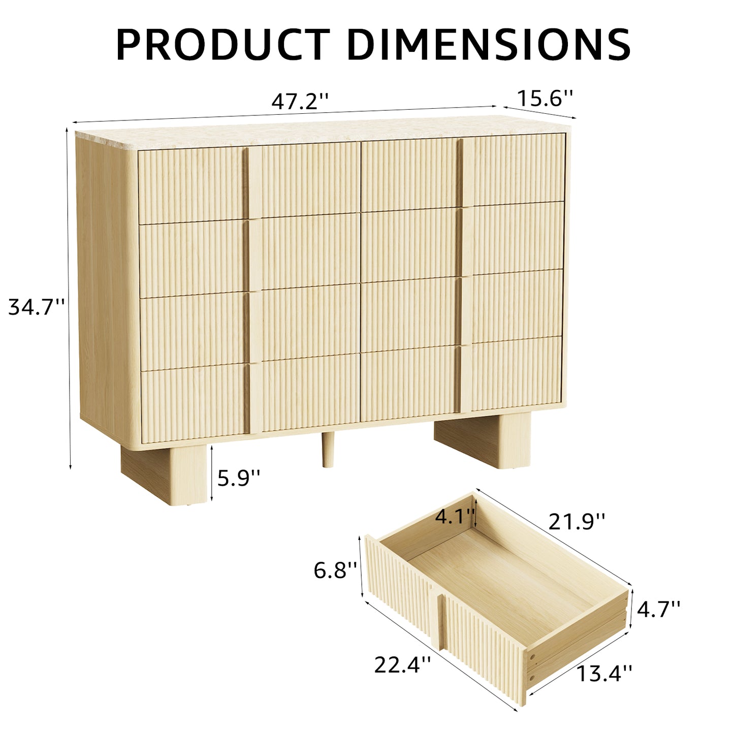 CURVE XL 8-Drawer Dresser – 120 cm Wide