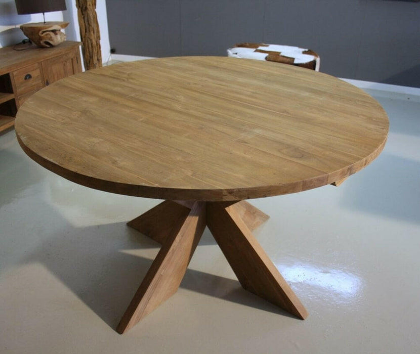 Table de jardin ronde avec pied croisé : élégance pour l'intérieur et l'extérieur (150x75 cm)