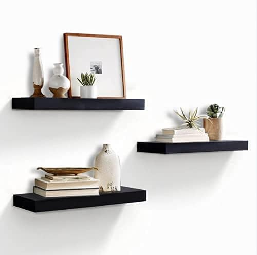 Luma – Set of 3 Black Floating Wall Shelves