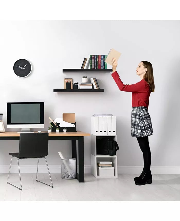 Orion – Set van 2 Zwarte Zwevende Wandplanken – Moderne MDF Wandschappen — afbeelding 3 van 3