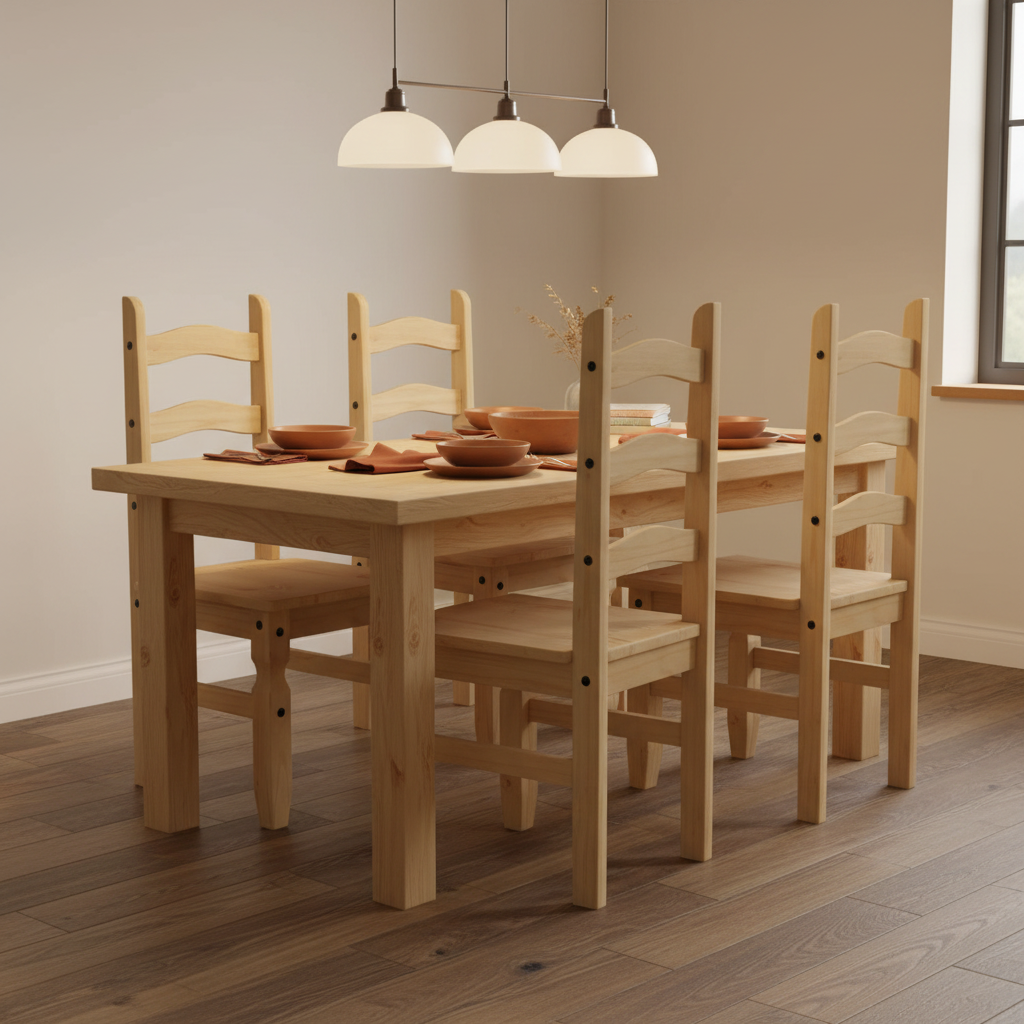 4 natural wood chairs